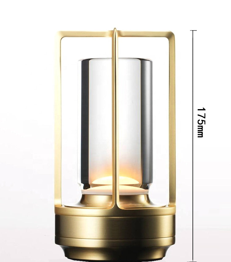 Rechargeable Touch Table Lamp – Portable Dimmable LED Ambient Night Light with Gold Finish for Bedroom, Dining Table, Restaurant & Home Décor