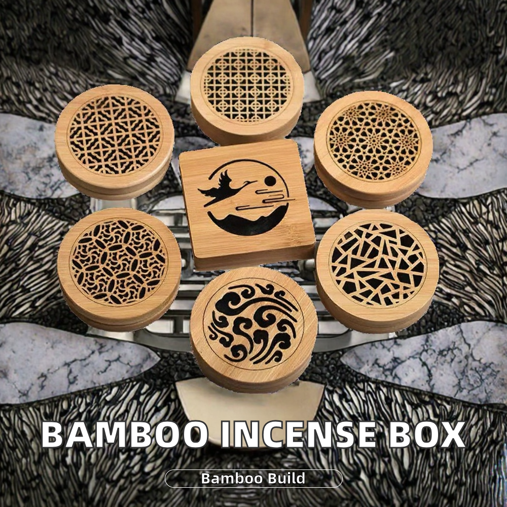 Handcrafted Bamboo Incense Burner with Decorative Lid | Wooden Incense Holder for Oud, Musk, Sandalwood & Bakhoor | Home & Office Decor