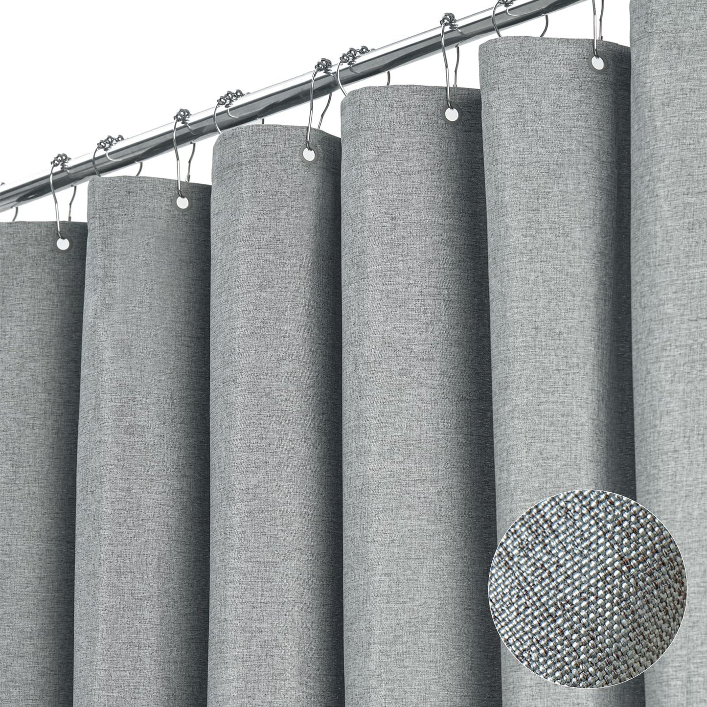 Waterproof Linen Shower Curtain – Modern Polyester Fabric Bathroom Curtain, Mildew & Water-Resistant Bath Partition