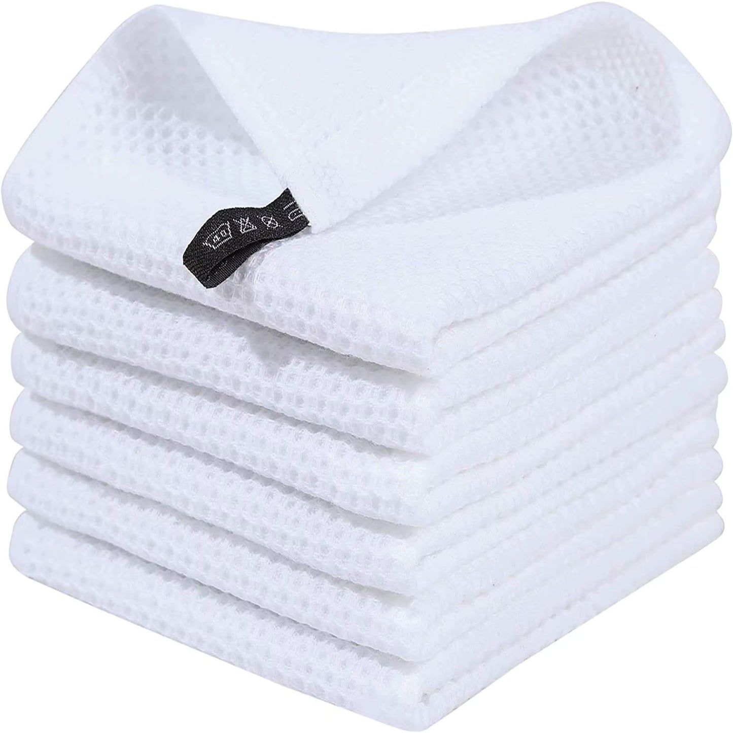 100% Cotton Waffle Weave Kitchen Towels – Eco-Friendly Honeycomb Dish Cloths for Cleaning, Drying & Household Use (Brown, White & Grey)