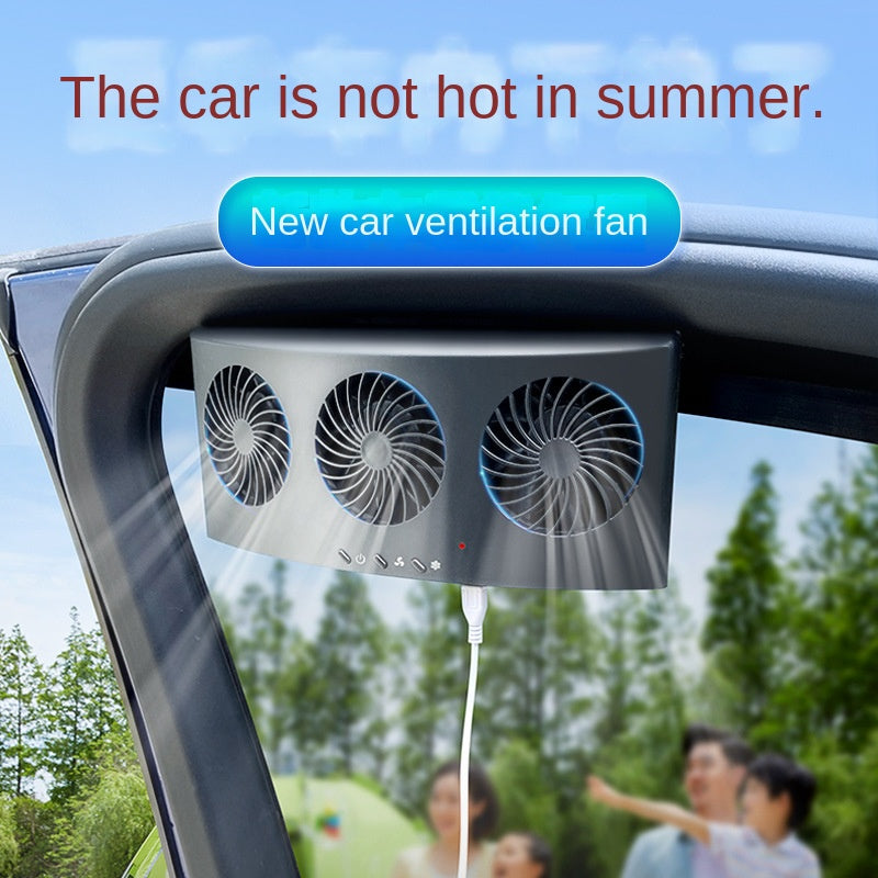 Triple Car Cooling Fan – Dashboard USB Rechargeable Cooling Fan with 3-Speed Airflow, Odor Removal & Interior Air Circulation for Cars, SUVs & Trucks