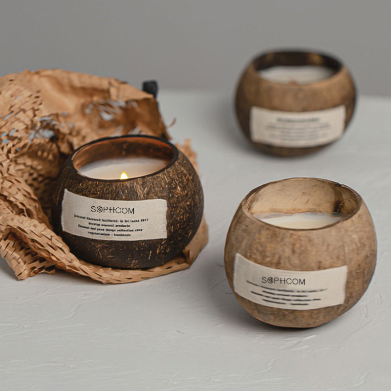 Natural Coconut Shell Scented Candle – Organic Soy Wax Aromatherapy Candle with Essential Oils for Home Décor, Spa & Relaxation