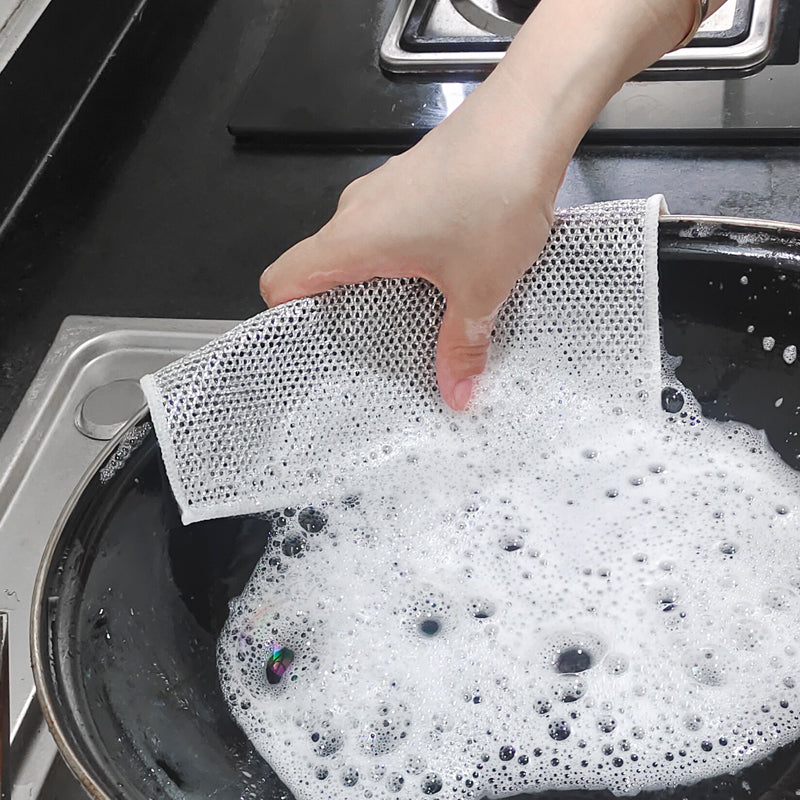 24×24cm Kitchen Scrubbing Cleaning Cloth – Reusable Non-Scratch Dish, Pot & Pan Cleaning Mesh Cloth for Kitchen & Household Cleaning