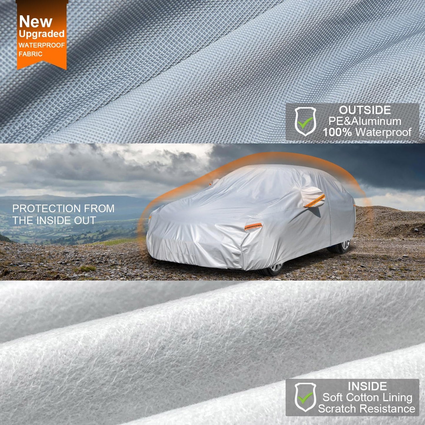 Universal Waterproof Car Cover – All-Weather Outdoor Vehicle Cover with UV, Rain, Dust & Snow Protection for Sedans & SUVs