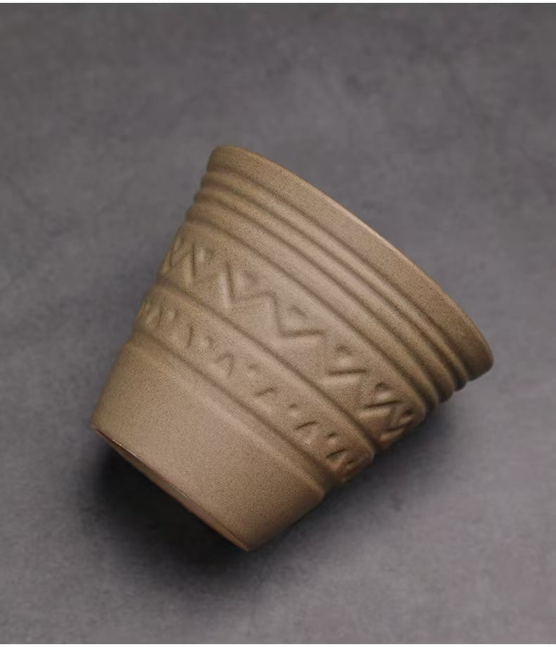 Vintage Turkish Ceramic Coffee & Tea Cup – 60ml Arabic Espresso Cup with Embossed Pattern for Turkish Coffee & Espresso