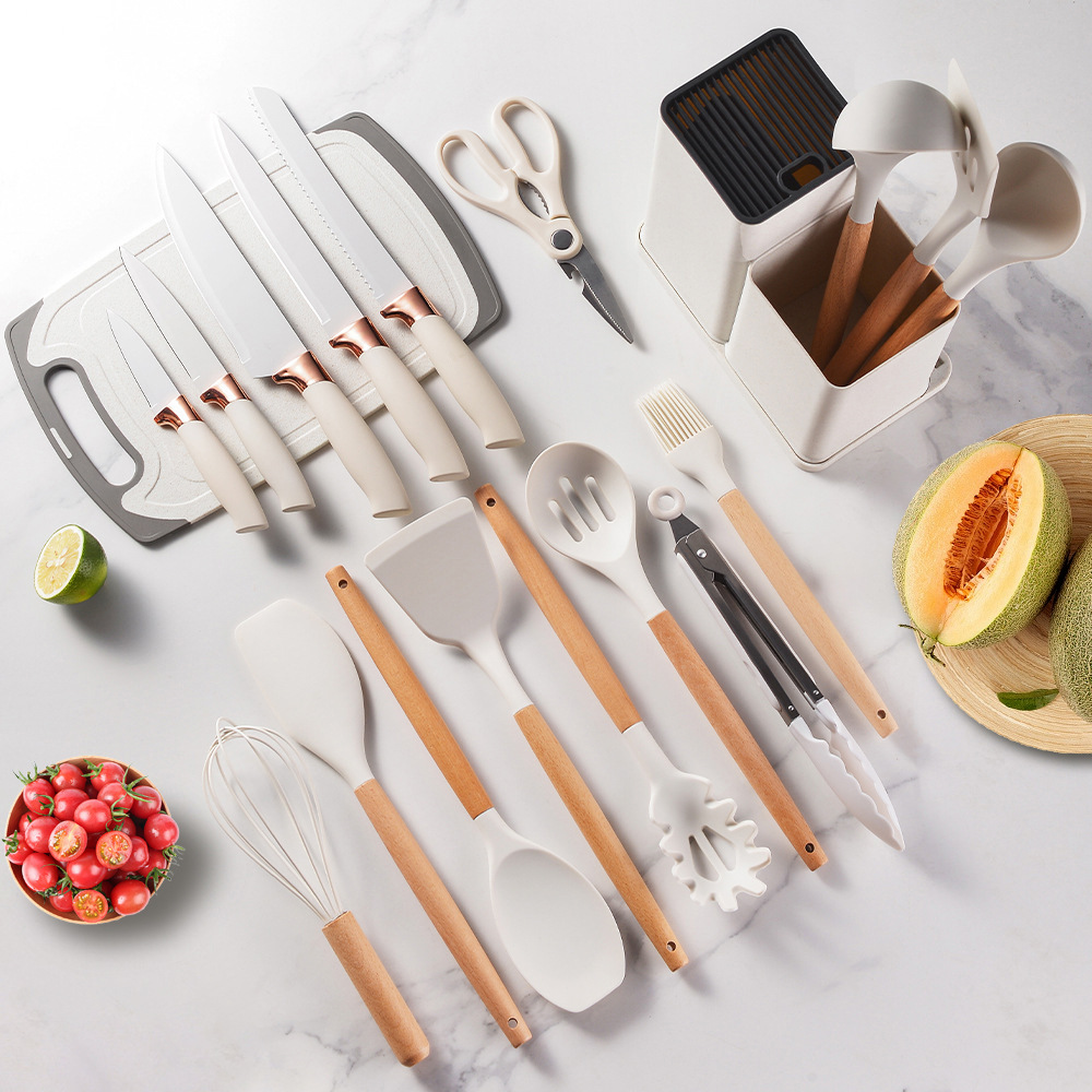 19-Piece Silicone Kitchen Utensil Set – LFGB & FDA Certified Non-Stick Heat-Resistant Cooking & Baking Tools with Holder