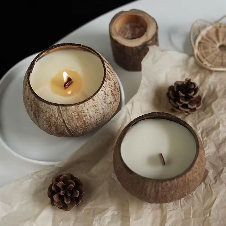Natural Coconut Shell Scented Candle – Organic Soy Wax Aromatherapy Candle with Essential Oils for Home Décor, Spa & Relaxation