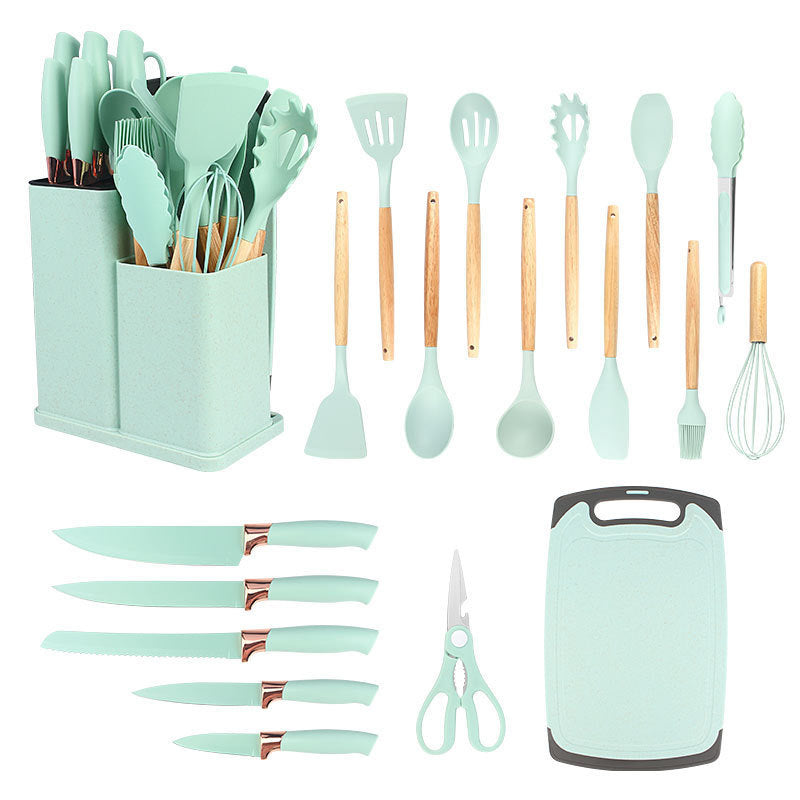19-Piece Silicone Kitchen Utensil Set – LFGB & FDA Certified Non-Stick Heat-Resistant Cooking & Baking Tools with Holder
