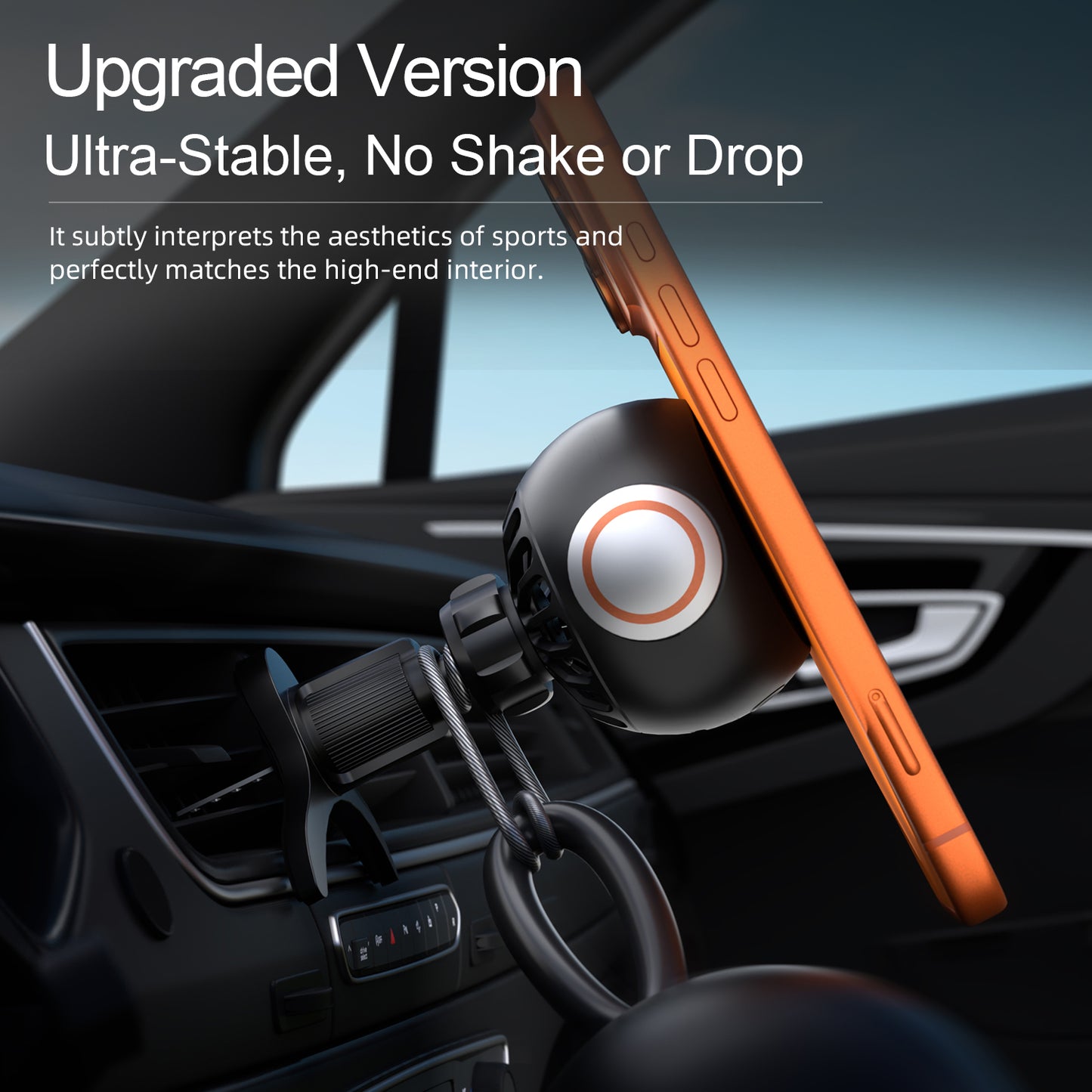 4-in-1 Magnetic Car Phone Holder with Cooling Fan – Magnetic Dashboard & Air Vent Mount with Aroma Diffuser, RGB Ambient Light & Portable Car Phone Stand