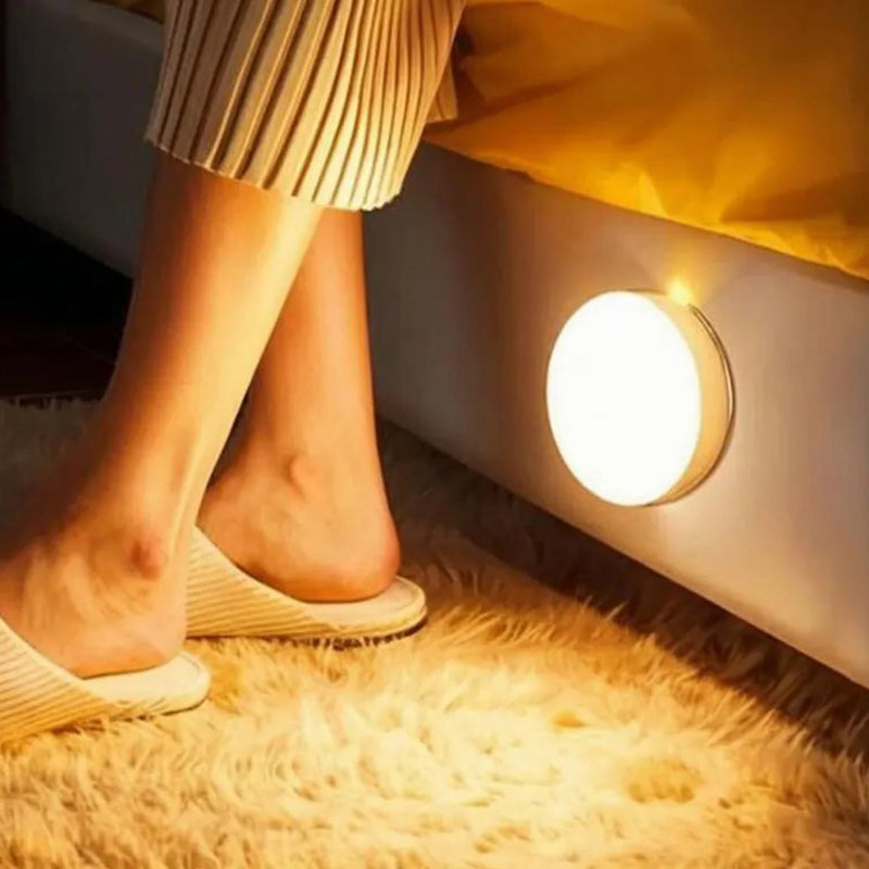 Rechargeable Wireless Motion Sensor LED Night Light | Magnetic USB Body Induction Lamp for Bedroom, Kitchen, Cabinet & Hallway | Warm & White Light
