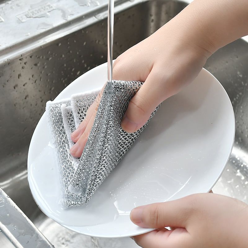 24×24cm Kitchen Scrubbing Cleaning Cloth – Reusable Non-Scratch Dish, Pot & Pan Cleaning Mesh Cloth for Kitchen & Household Cleaning