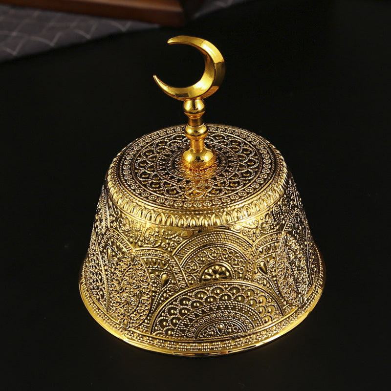 Luxury Arabic Snack Serving Tray with Dome Cover – Metal Date, Candy & Dessert Storage Box for Ramadan, Eid & Home Décor