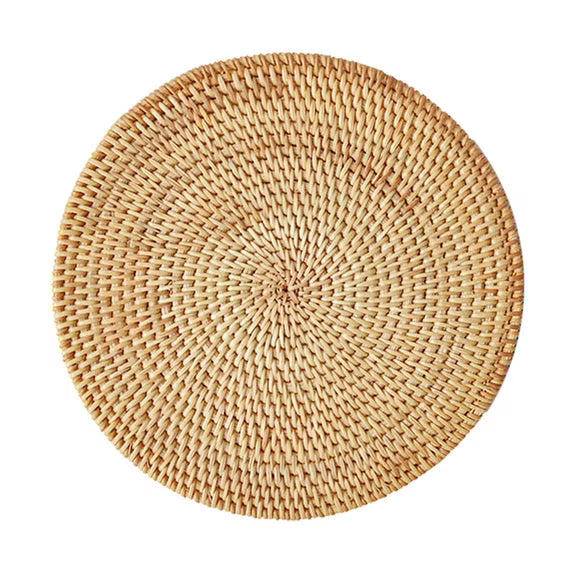 Handwoven Rattan Round Placemat – Natural Woven Table Mat, Heat-Resistant Dining Table Protector for Plates, Bowls & Home Décor