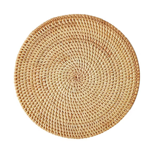 Handwoven Rattan Round Placemat – Natural Woven Table Mat, Heat-Resistant Dining Table Protector for Plates, Bowls & Home Décor