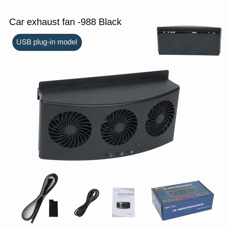 Triple Car Cooling Fan – Dashboard USB Rechargeable Cooling Fan with 3-Speed Airflow, Odor Removal & Interior Air Circulation for Cars, SUVs & Trucks