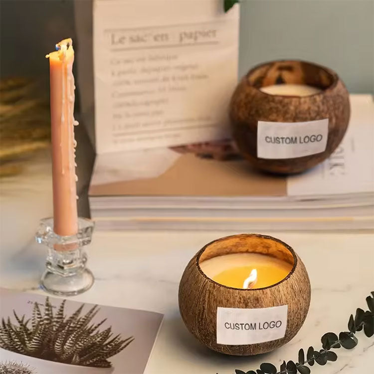 Natural Coconut Shell Scented Candle – Organic Soy Wax Aromatherapy Candle with Essential Oils for Home Décor, Spa & Relaxation