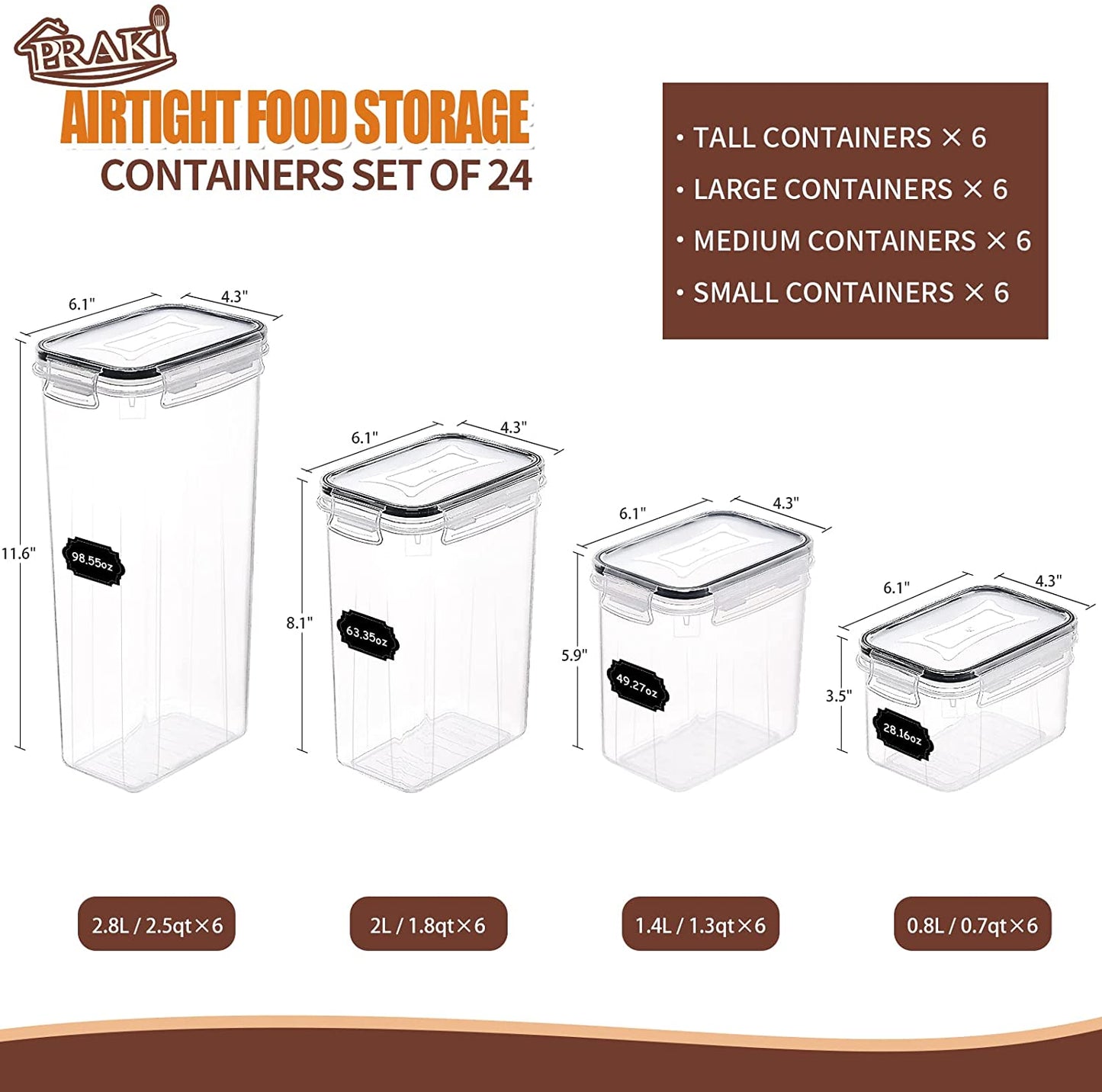 24-Piece BPA-Free Airtight Food Storage Container Set – Leakproof Kitchen Pantry Organizers for Cereal, Pasta, Flour & Dry Food