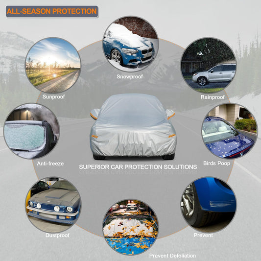 Universal Waterproof Car Cover – All-Weather Outdoor Vehicle Cover with UV, Rain, Dust & Snow Protection for Sedans & SUVs
