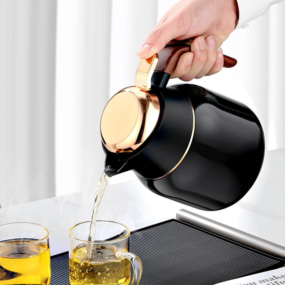 1000ml Vacuum Insulated Stainless Steel Coffee Carafe – Double-Wall Thermal Flask with Tea Infuser for Hot & Cold Beverages