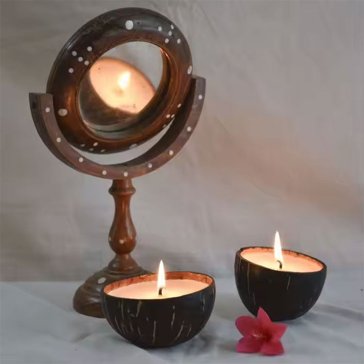 Natural Coconut Shell Scented Candle – Organic Soy Wax Aromatherapy Candle with Essential Oils for Home Décor, Spa & Relaxation