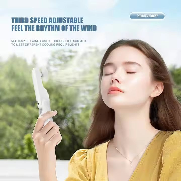 Portable Rechargeable Mini Handheld Fan – Foldable USB Cooling Fan with LED Light & 2000mAh Power Bank for Travel, Office & Outdoor Use