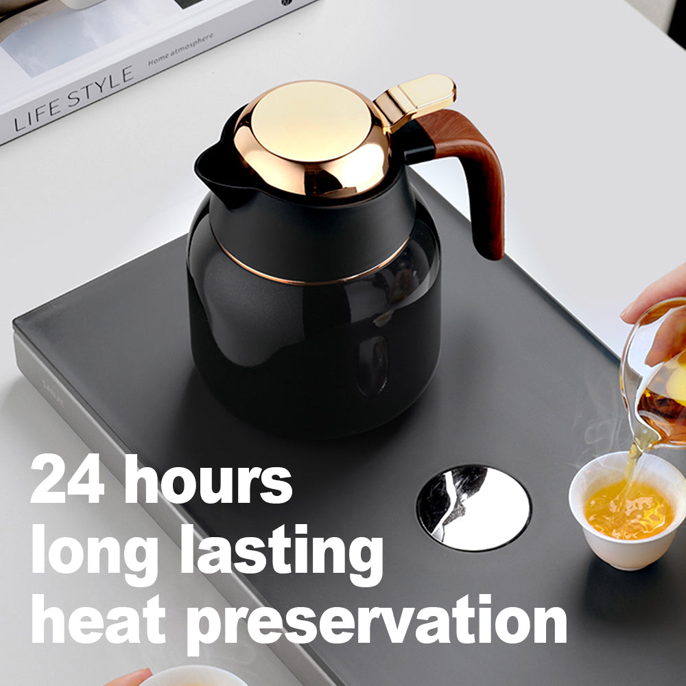 1000ml Vacuum Insulated Stainless Steel Coffee Carafe – Double-Wall Thermal Flask with Tea Infuser for Hot & Cold Beverages