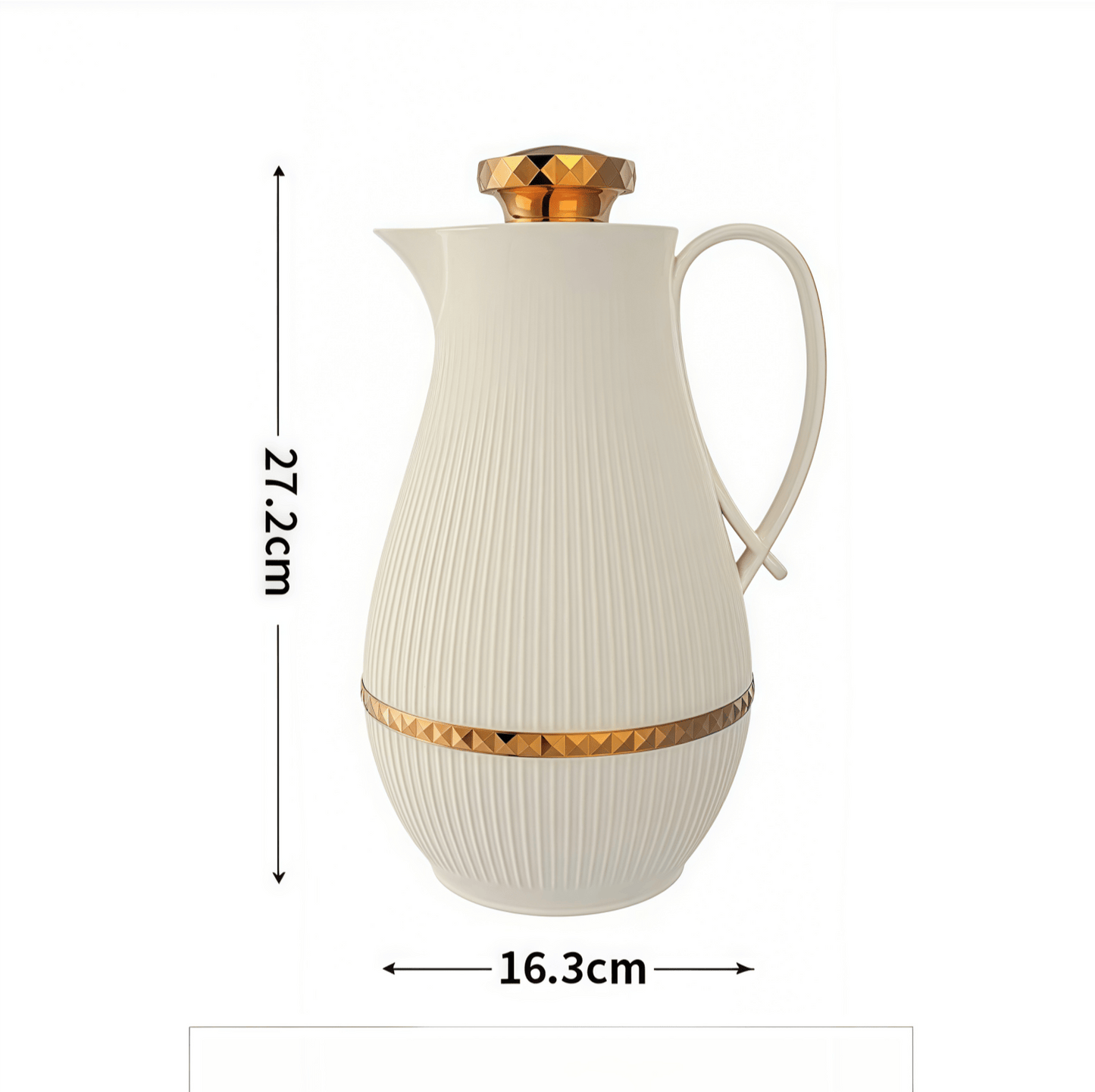 1000ml Arabic Vacuum Insulated Thermos Jug – Stainless Steel Thermal Flask for Coffee, Tea & Hot/Cold Water, Elegant Middle Eastern Style