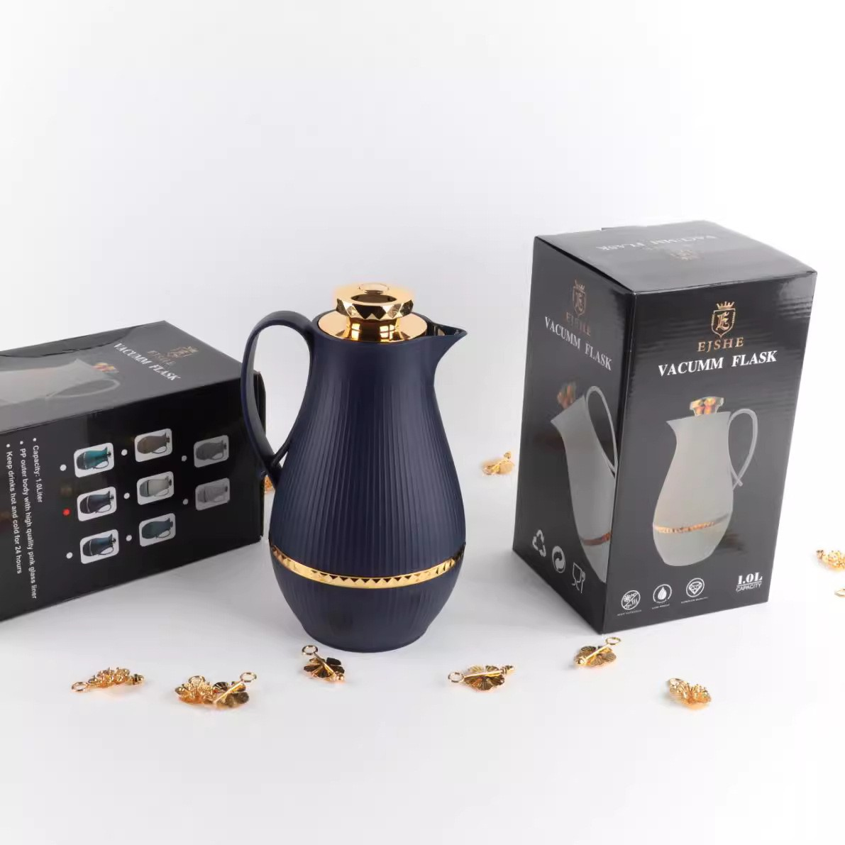 1000ml Arabic Vacuum Insulated Thermos Jug – Stainless Steel Thermal Flask for Coffee, Tea & Hot/Cold Water, Elegant Middle Eastern Style