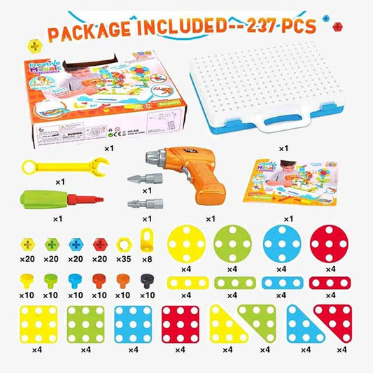 Kids Building Block Games Set with Drill & Screwdriver Tool Set – Educational STEM Toy for Creativity and Learning