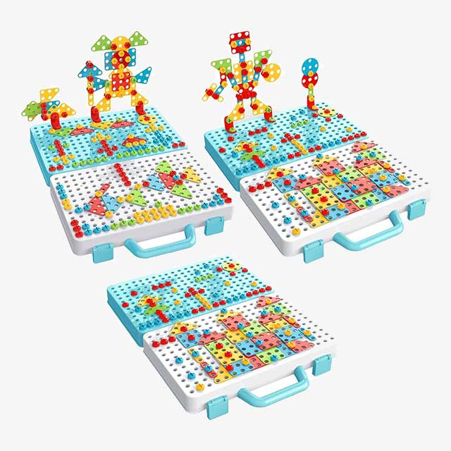 Kids Building Block Games Set with Drill & Screwdriver Tool Set – Educational STEM Toy for Creativity and Learning