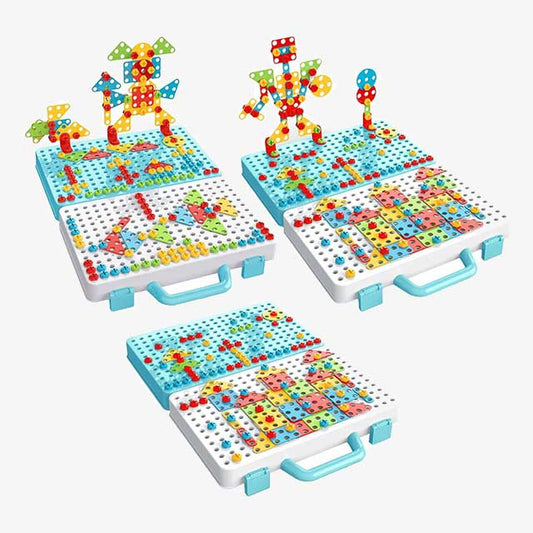 Kids Building Block Games Set with Drill & Screwdriver Tool Set – Educational STEM Toy for Creativity and Learning