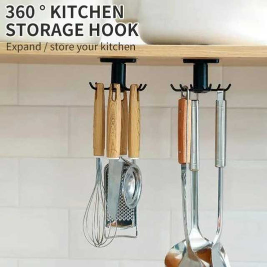 Kitchen Wall-Mounted Rotating Kitchenware Organizer – Space-Saving Storage Solution for Utensils and Tools