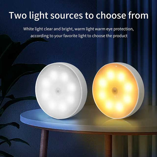 LED Motion Sensor Night Light with 2 Color Modes - USB Rechargeable Indoor Lighting for Home, Bedroom, Hallway