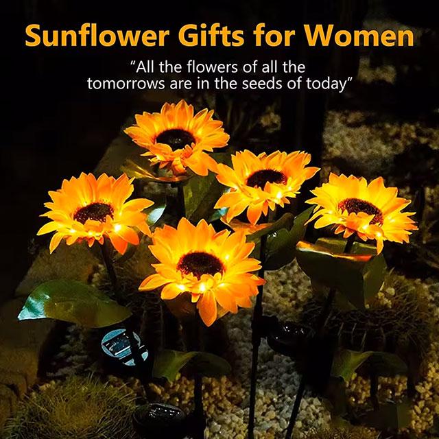 LED Solar Sunflower Lights – IP65 Waterproof Outdoor Pathway Lamp for Garden, Yard, Wedding & Holiday Decor