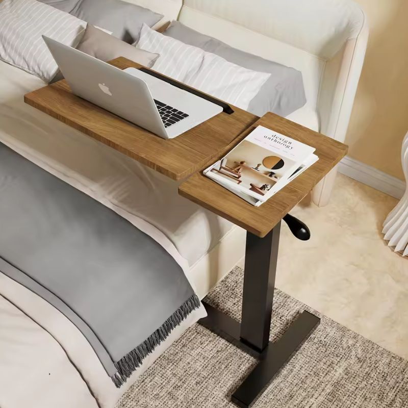 LUVODI Height Adjustable Over-Bed Laptop Desk – Mobile Bedside Table with Hidden Wheels – Ergonomic Rolling Sofa Side Table for Home & Office