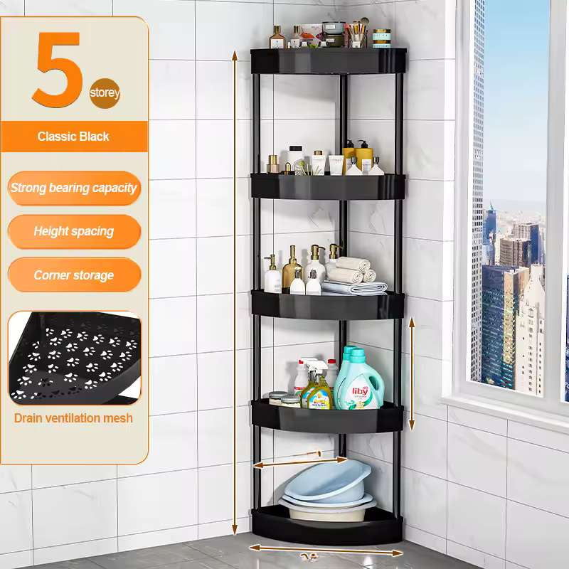 Multi-Tier Slim Rolling Storage Cart with Wheels – Heavy-Duty High Load-Bearing Utility Rack for Kitchen, Bathroom & Living Room – Mobile Space-Saving Organizer – 3, 4, or 5 Layer Options (Black / White)