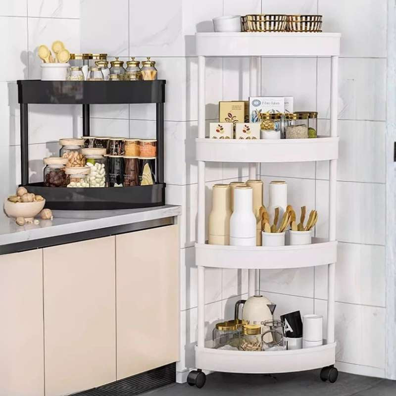 Multi-Tier Slim Rolling Storage Cart with Wheels – Heavy-Duty High Load-Bearing Utility Rack for Kitchen, Bathroom & Living Room – Mobile Space-Saving Organizer – 3, 4, or 5 Layer Options (Black / White)