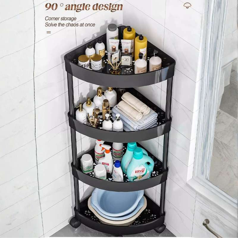 Multi-Tier Slim Rolling Storage Cart with Wheels – Heavy-Duty High Load-Bearing Utility Rack for Kitchen, Bathroom & Living Room – Mobile Space-Saving Organizer – 3, 4, or 5 Layer Options (Black / White)
