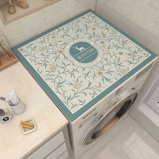 Nordic Vintage Wind Washing Machine Dust Cover – Waterproof, Non-Slip Mat for Refrigerator, Microwave & Nightstand Protection