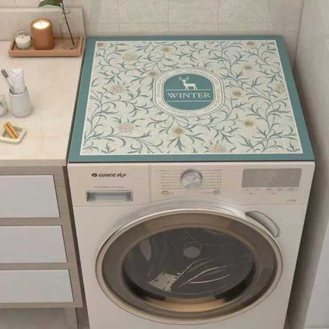 Nordic Vintage Wind Washing Machine Dust Cover – Waterproof, Non-Slip Mat for Refrigerator, Microwave & Nightstand Protection