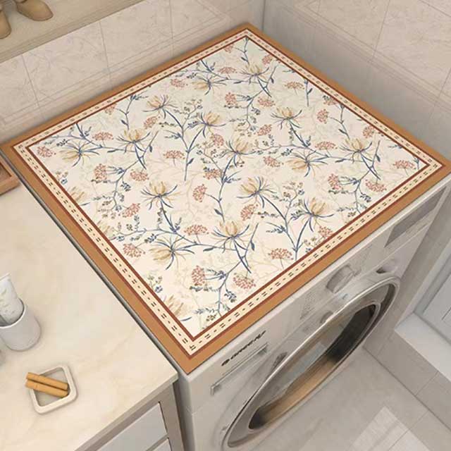 Nordic Vintage Wind Washing Machine Dust Cover – Waterproof, Non-Slip Mat for Refrigerator, Microwave & Nightstand Protection