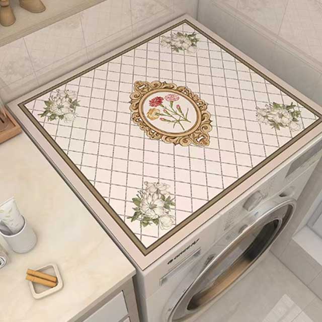 Nordic Vintage Wind Washing Machine Dust Cover – Waterproof, Non-Slip Mat for Refrigerator, Microwave & Nightstand Protection