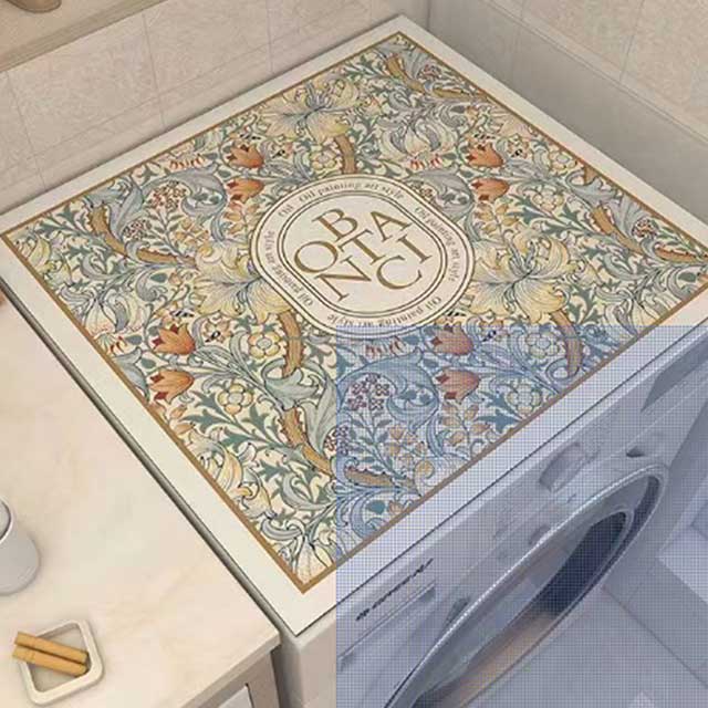 Nordic Vintage Wind Washing Machine Dust Cover – Waterproof, Non-Slip Mat for Refrigerator, Microwave & Nightstand Protection