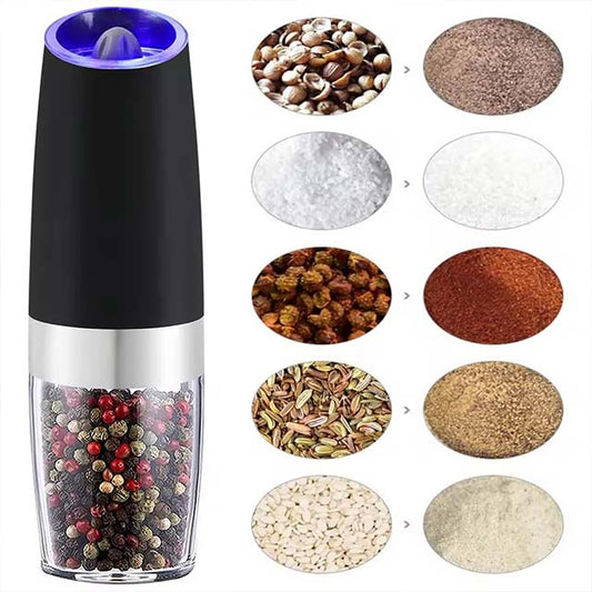 Stainless Steel Electric Pepper Grinder – Automatic Gravity Salt & Spice Mill for Easy Grinding