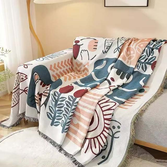 Plaid Blanket for Nordic and Boho Decor - Tassel Throw Blanket for Sofa, Bed, Picnic, and Summer Use