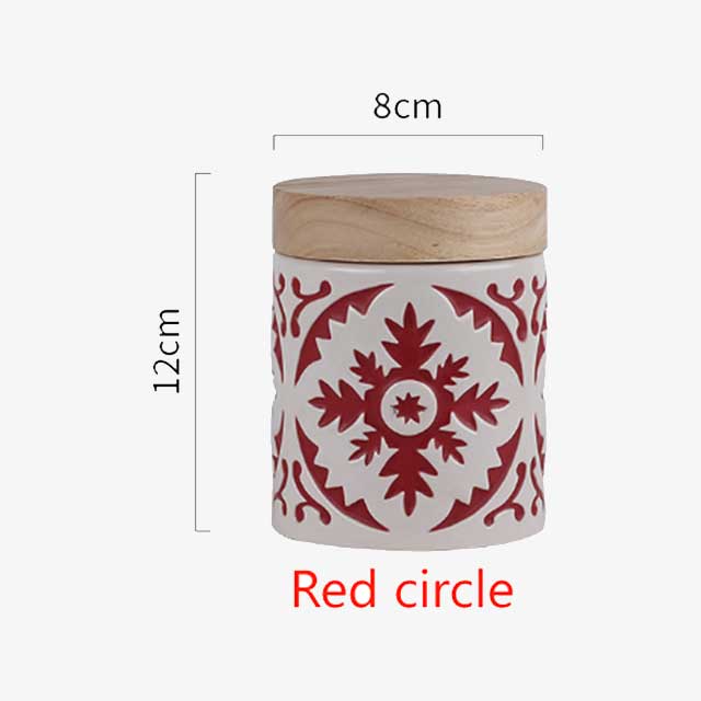 Porcelain Jar with Wood Lid – Elegant Storage Container for Kitchen, Bathroom, or Office