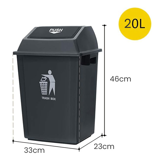 Rectangular Flip-Top Trash Can – Durable Plastic Bin for Hotels, Restaurants, Homes & Outdoor Use