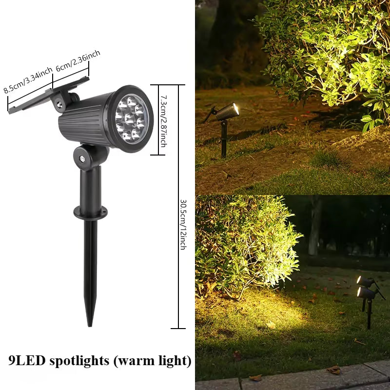 Warm Light Solar LED Landscape Spotlights – IP65 Waterproof Solar Powered Outdoor Lights for Garden, Lawn, Yard, & Walkway