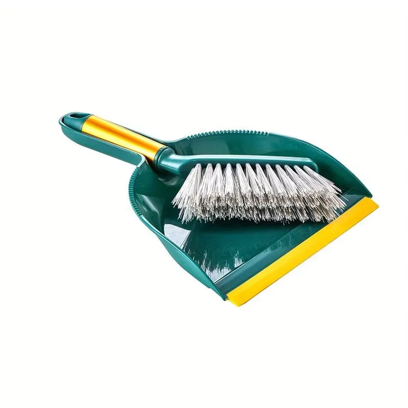 Desktop Mini Broom & Dustpan Set – Compact Household Shovel & Brush – Durable Plastic Cleaning Tool for Keyboards, Cars, and Small Messes (Green/White)