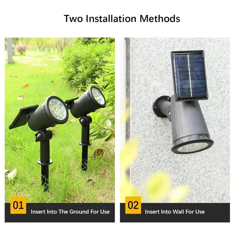 Warm Light Solar LED Landscape Spotlights – IP65 Waterproof Solar Powered Outdoor Lights for Garden, Lawn, Yard, & Walkway